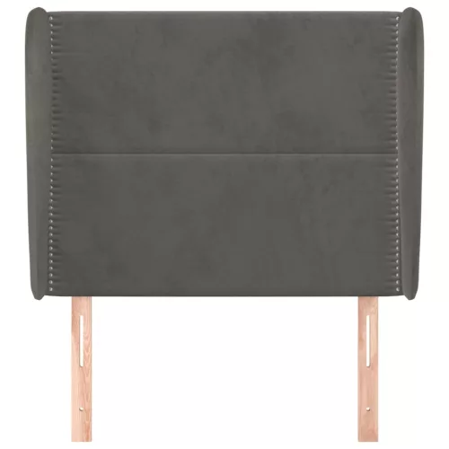  sötétszürke bársony fejtámla szárnyakkal 103 x 23 x 118/128 cm
