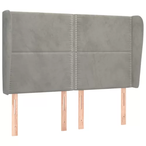  világosszürke bársony fejtámla szárnyakkal147 x 23 x 118/128 cm