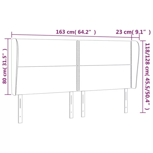  fekete bársony fejtámla szárnyakkal 163 x 23 x 118/128 cm