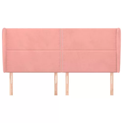  rózsaszín bársony fejtámla szárnyakkal 203x23x118/128 cm