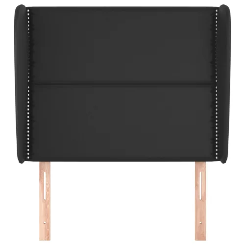  fekete műbőr fejtámla szárnyakkal 103 x 23 x 118/128 cm