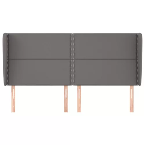  szürke műbőr fejtámla szárnyakkal 203x23x118/128 cm