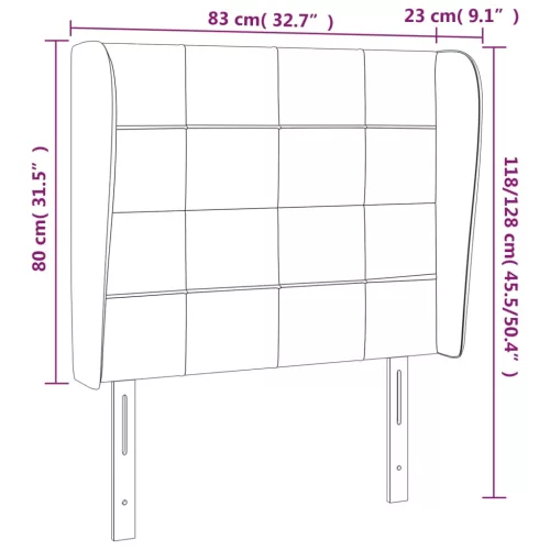  tópszínű szövet fejtámla szárnyakkal 83 x 23 x 118/128 cm
