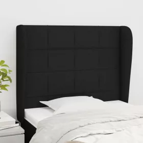  fekete szövet fejtámla szárnyakkal 103 x 23 x 118/128 cm