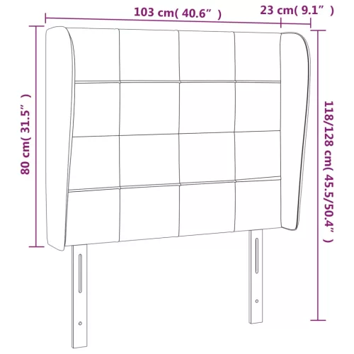  fekete szövet fejtámla szárnyakkal 103 x 23 x 118/128 cm