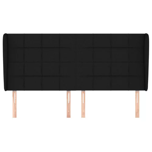  fekete szövet fejtámla szárnyakkal 203x23x118/128 cm