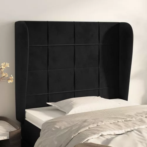  fekete bársony fejtámla szárnyakkal 83 x 23 x 118/128 cm