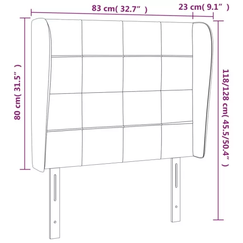  fekete bársony fejtámla szárnyakkal 83 x 23 x 118/128 cm