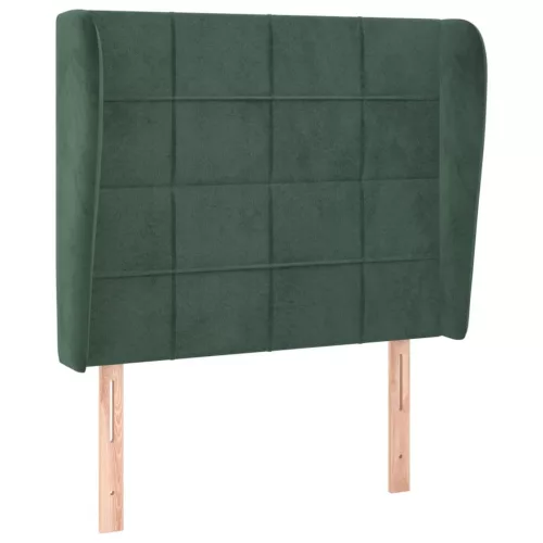  sötétzöld bársony fejtámla szárnyakkal 93 x 23 x 118/128 cm