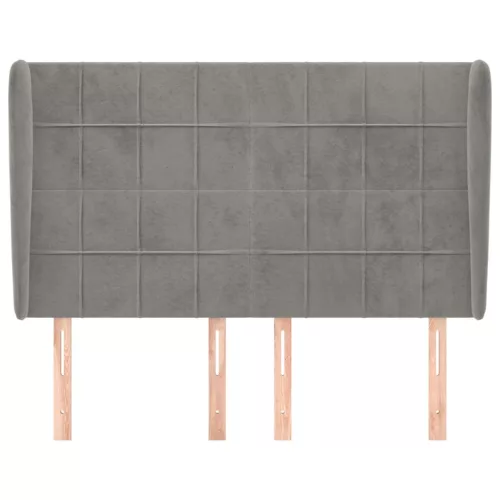  világosszürke bársony fejtámla szárnyakkal147 x 23 x 118/128 cm