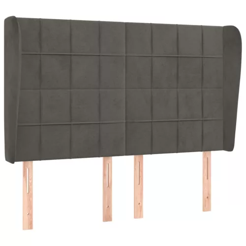  sötétszürke bársony fejtámla szárnyakkal 147 x 23 x 118/128 cm