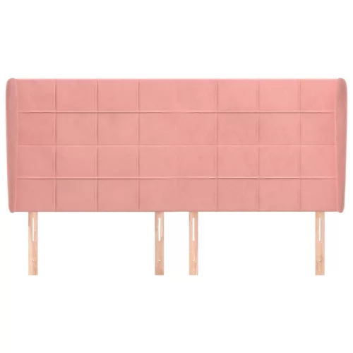  rózsaszín bársony fejtámla szárnyakkal 203x23x118/128 cm