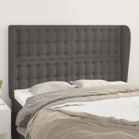    szürke műbőr fejtámla szárnyakkal 147 x 23 x 118/128 cm