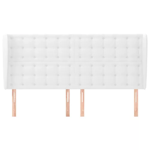  fehér műbőr fejtámla szárnyakkal 183x23x118/128 cm