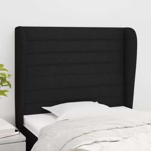  fekete szövet fejtámla szárnyakkal 83 x 23 x 118/128 cm