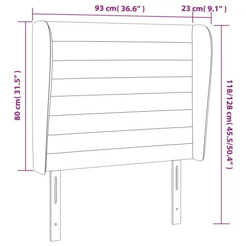  sötétszürke szövet fejtámla szárnyakkal 93 x 23 x 118/128 cm