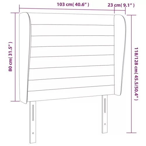  kék szövet fejtámla szárnyakkal 103 x 23 x 118/128 cm