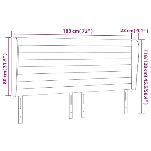  krémszínű szövet fejtámla szárnyakkal 183x23x118/128 cm