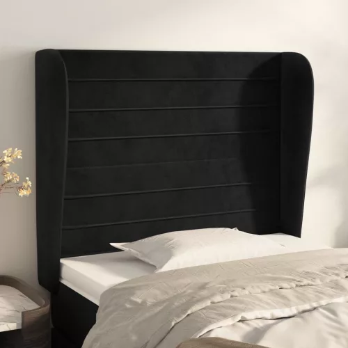  fekete bársony fejtámla szárnyakkal 83 x 23 x 118/128 cm