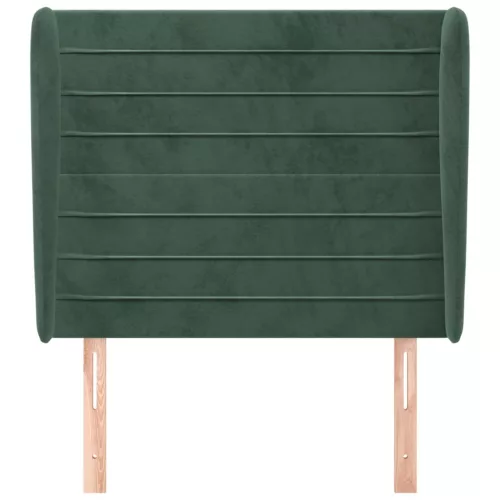  sötétzöld bársony fejtámla szárnyakkal 83 x 23 x 118/128 cm