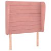  rózsaszín bársony fejtámla szárnyakkal 93x23x118/128 cm