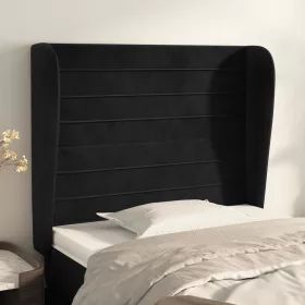    fekete bársony fejtámla szárnyakkal 103 x 23 x 118/128 cm