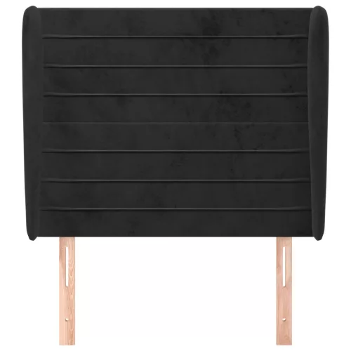  fekete bársony fejtámla szárnyakkal 103 x 23 x 118/128 cm