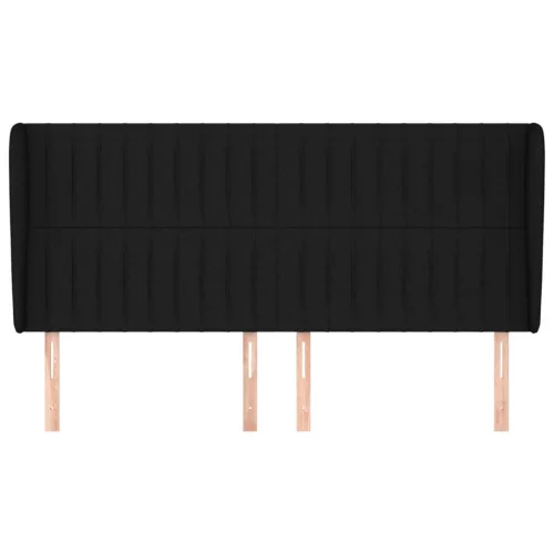  fekete szövet fejtámla szárnyakkal 203x23x118/128 cm