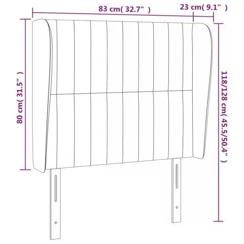  sötétszürke bársony fejtámla szárnyakkal 83 x 23 x 118/128 cm