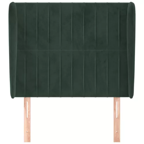  sötétzöld bársony fejtámla szárnyakkal 83 x 23 x 118/128 cm