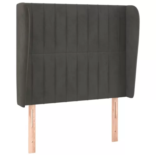  sötétszürke bársony fejtámla szárnyakkal 93 x 23 x 118/128 cm