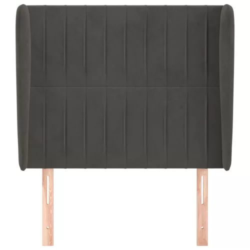  sötétszürke bársony fejtámla szárnyakkal 93 x 23 x 118/128 cm