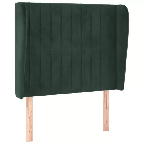  sötétzöld bársony fejtámla szárnyakkal 93 x 23 x 118/128 cm