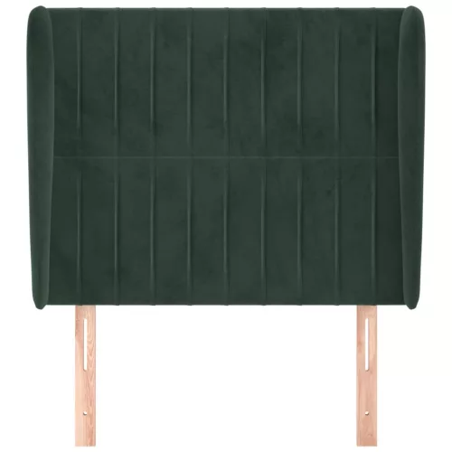  sötétzöld bársony fejtámla szárnyakkal 93 x 23 x 118/128 cm