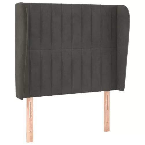  sötétszürke bársony fejtámla szárnyakkal 103 x 23 x 118/128 cm