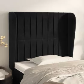    fekete bársony fejtámla szárnyakkal 103 x 23 x 118/128 cm