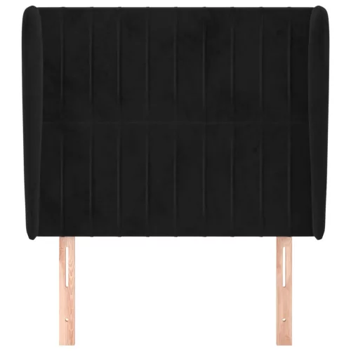 fekete bársony fejtámla szárnyakkal 103 x 23 x 118/128 cm