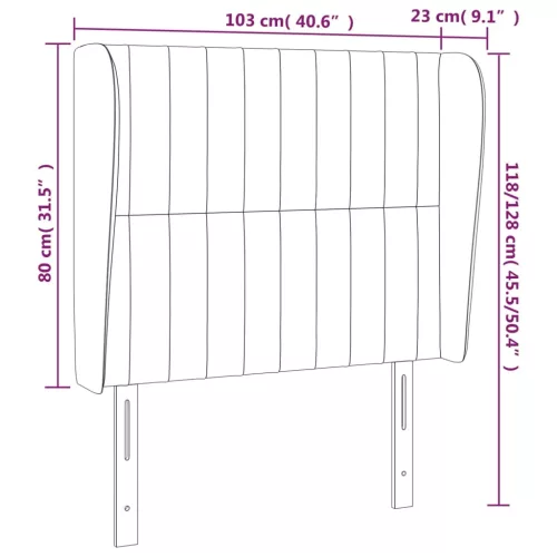  fekete bársony fejtámla szárnyakkal 103 x 23 x 118/128 cm