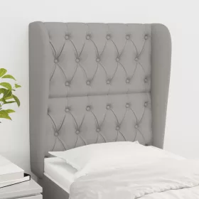    világosszürke szövet fejtámla szárnyakkal 83 x 23 x 118/128 cm