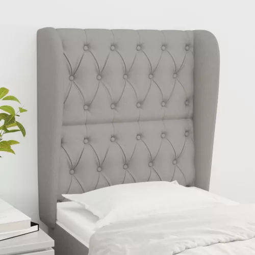  világosszürke szövet fejtámla szárnyakkal 83 x 23 x 118/128 cm