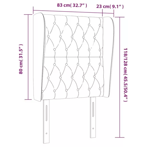  sötétszürke szövet fejtámla szárnyakkal 83 x 23 x 118/128 cm