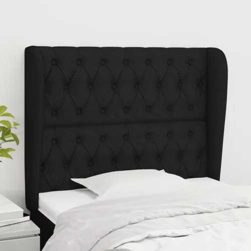  fekete szövet fejtámla szárnyakkal 103 x 23 x 118/128 cm