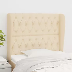    krémszínű szövet fejtámla szárnyakkal 103 x 23 x 118/128 cm