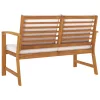  tömör akácfa kerti pad krémszínű párnával 120 cm