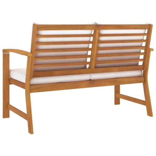  tömör akácfa kerti pad krémszínű párnával 120 cm