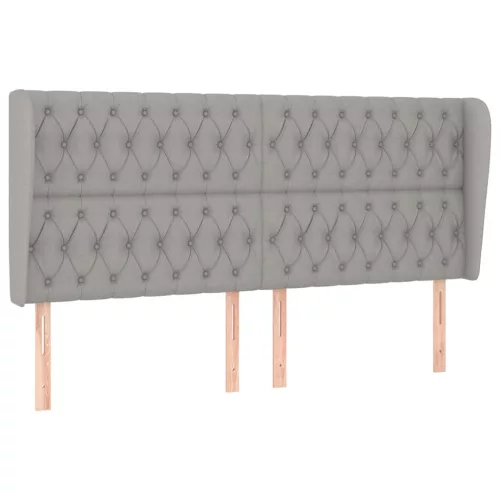  világosszürke szövet fejtámla szárnyakkal 203x23x118/128 cm