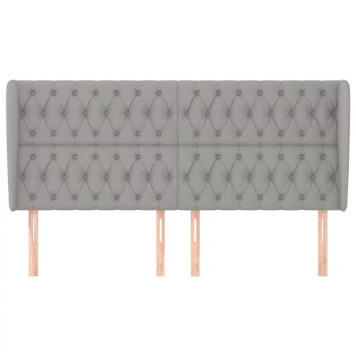  világosszürke szövet fejtámla szárnyakkal 203x23x118/128 cm