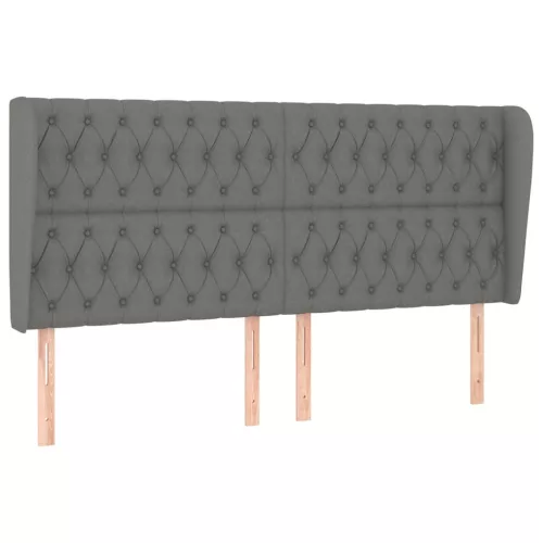  sötétszürke szövet fejtámla szárnyakkal 203x23x118/128 cm