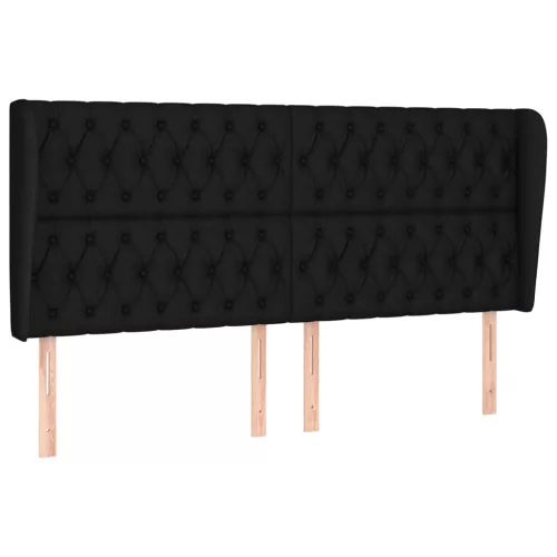  fekete szövet fejtámla szárnyakkal 203x23x118/128 cm