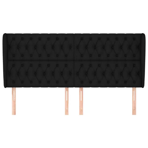  fekete szövet fejtámla szárnyakkal 203x23x118/128 cm